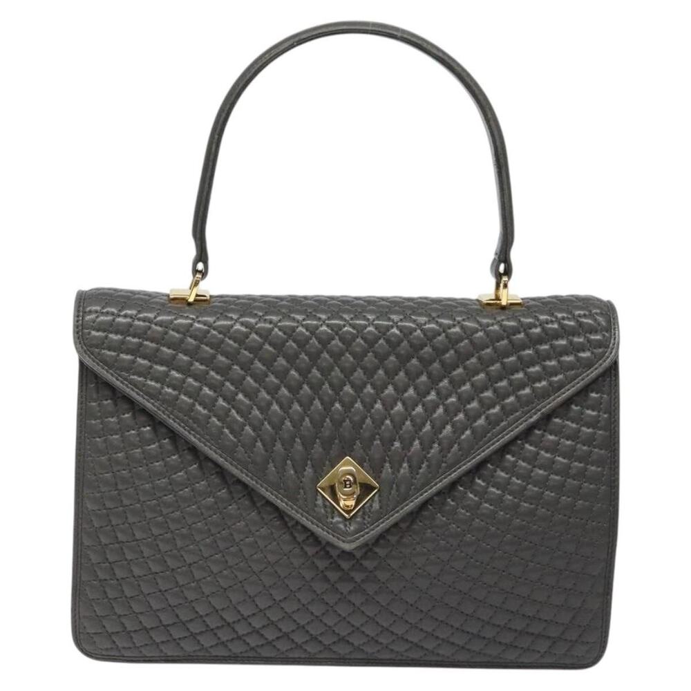 Bally Leather Quilted Handbag Gray